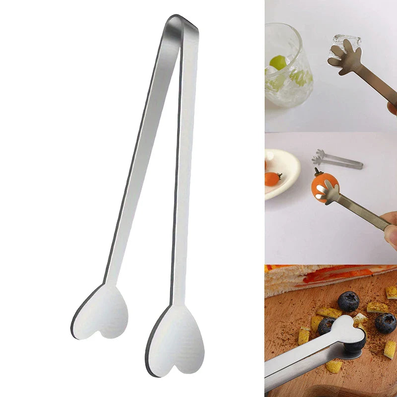 Heart Shaped Mini Tongs – Stainless Steel Food Serving Clamps