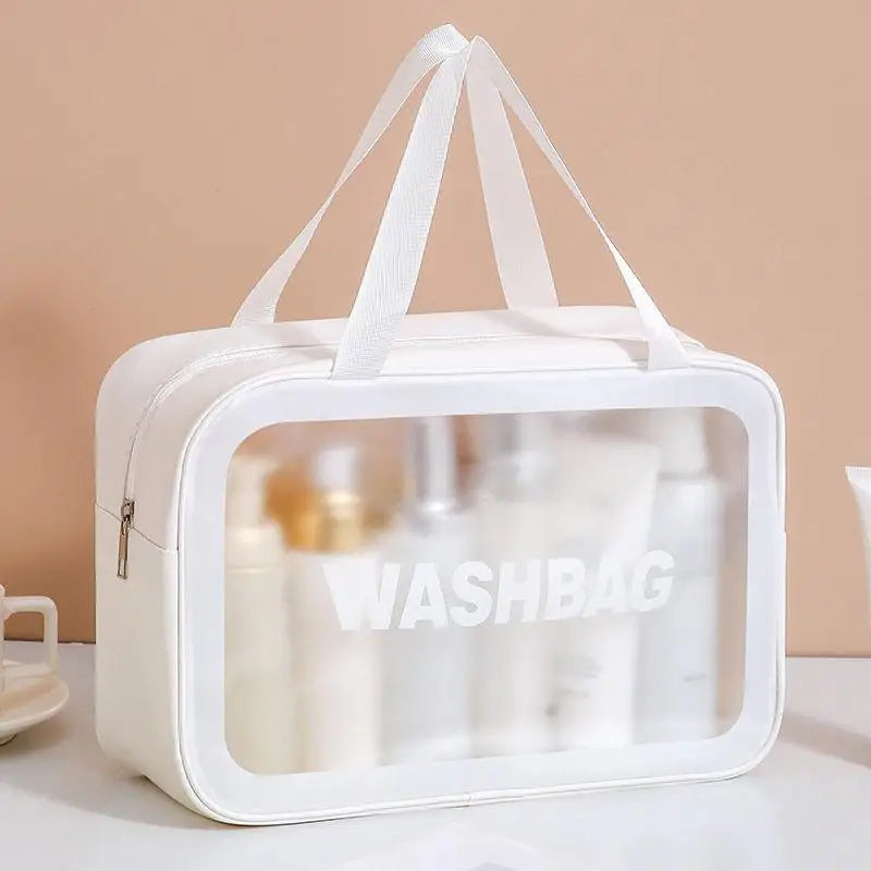 Dry-wet Separation Double Transparent PU Makeup Bag Portable Washing Bag Cosmetic Storage Bag Travel Fitness Swimming Essentials Peaceful Pleasures Health and Wellness one size F