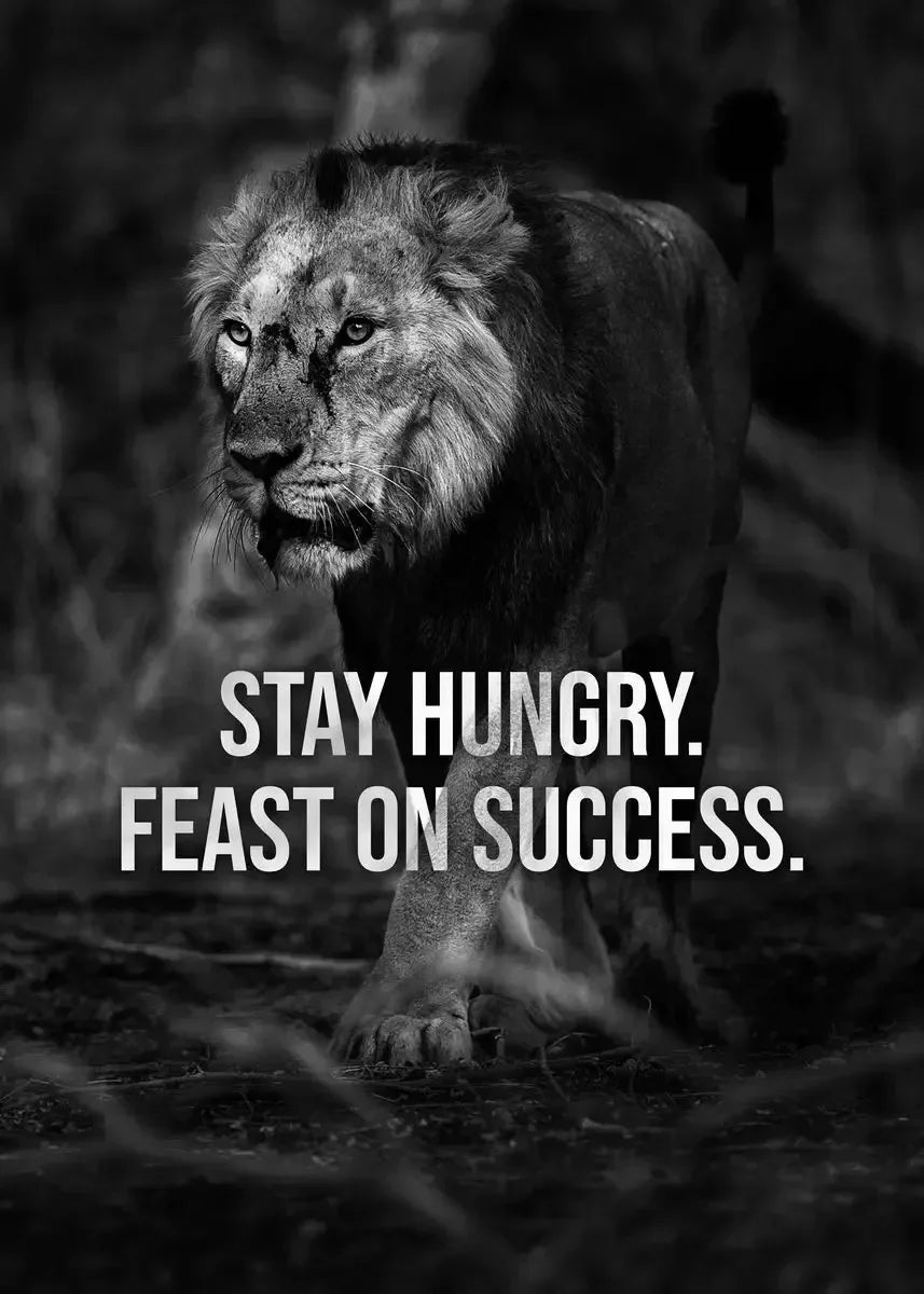 Mindset Is Everything Canvas Wall Art | Lion Wolf Tiger Poster