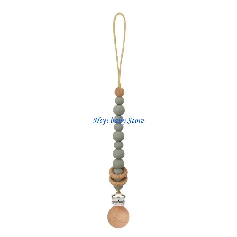 Handmade Wooden Silicone Baby Pacifier Soother Chain | 0–12M