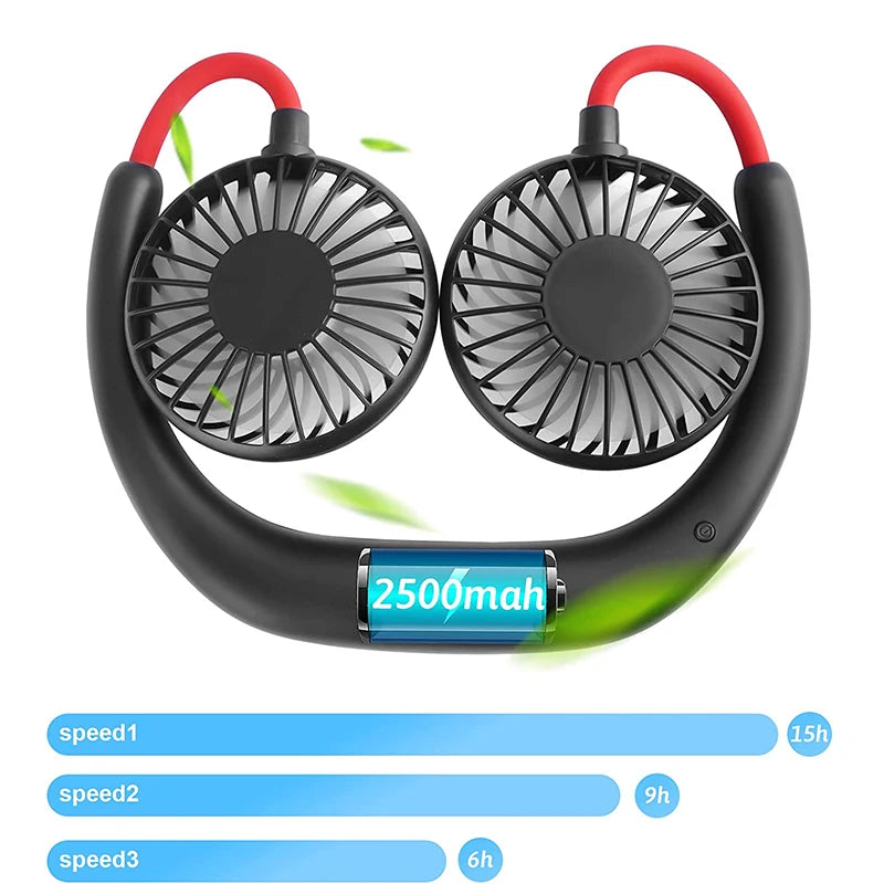 Neck Fan Portable Face USB Hands-Free Mini Wearable Sports Handheld Cooling Small New Fans Peaceful Pleasures Health and Wellness