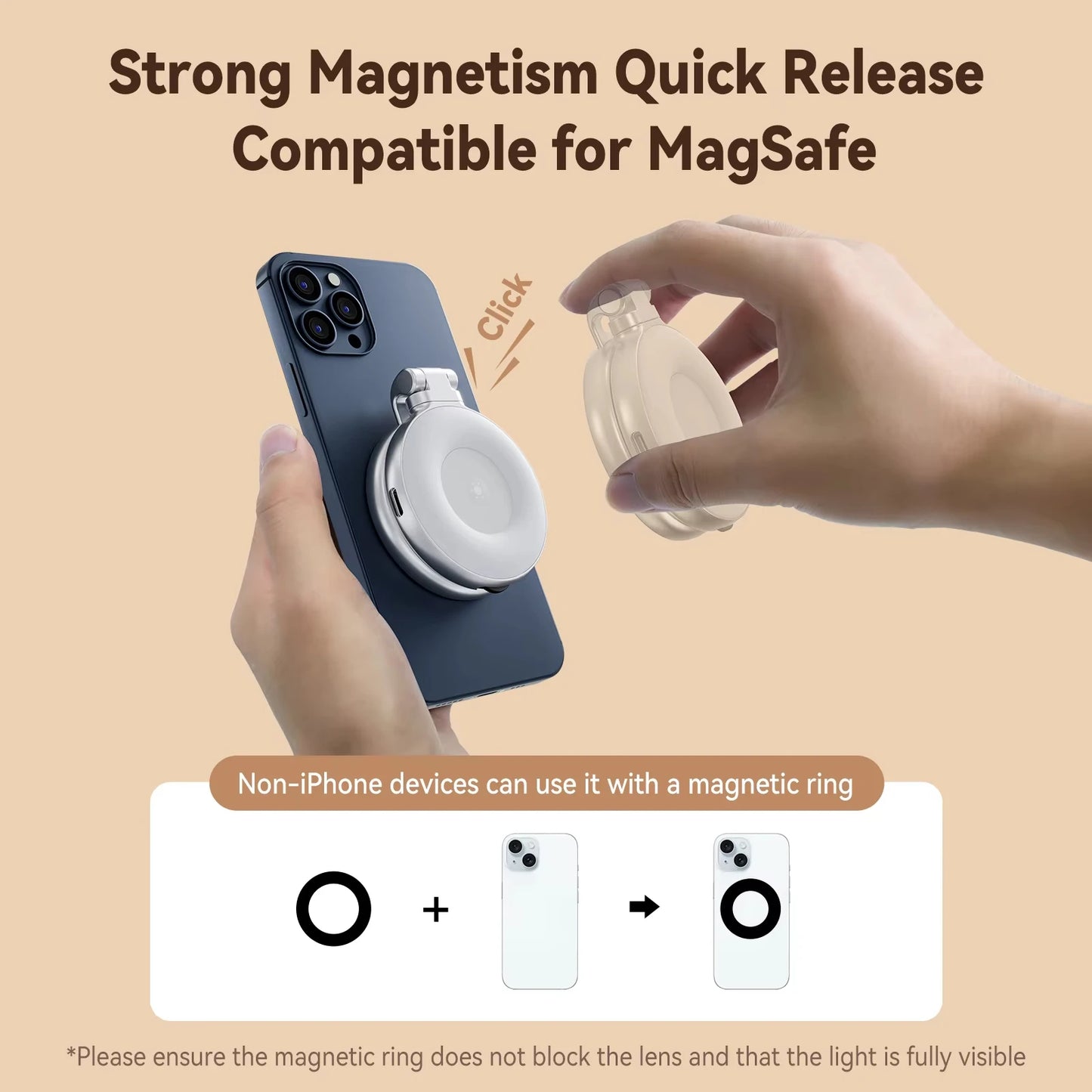 TELESIN Smartphone Magnetic Fill Light Mini Selfie Light 3 Modes Adjustable Brightness for Iphone XIAOMI HUAWEI SAMSUNG Phone Peaceful Pleasures Health and Wellness
