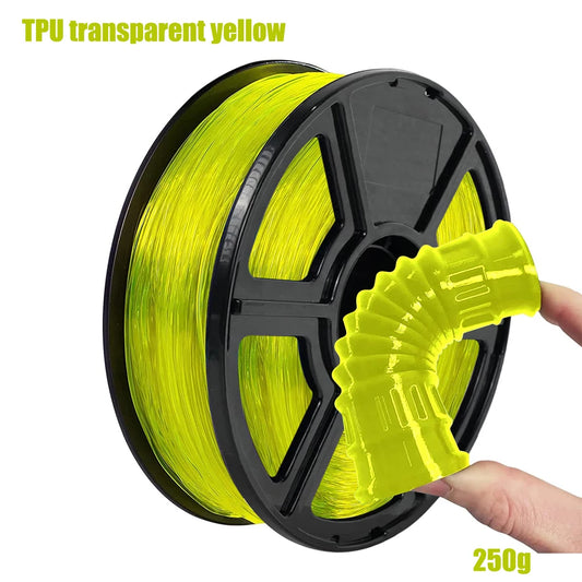TPU 1.75mm Flexible 3D Printer Filament Transparent Yellow 95A 250g