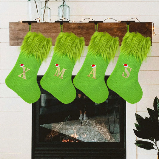 Large Knitted Christmas Stocking – Alphabet Letter Holiday Decor Christmas Stocking Peaceful Pleasures Health and Wellness