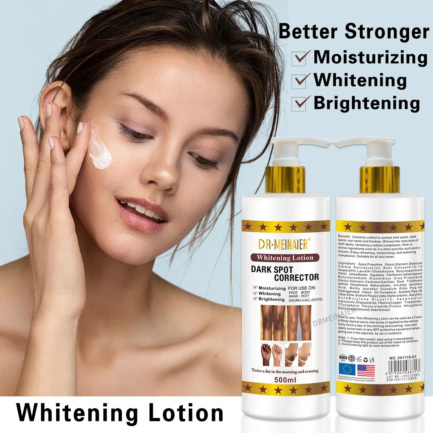 500ml Vegan Brightening Body Lotion, with AHA, Niacinamide, Moisturizing, Hydration, for All Skin Type, Radiant Skin Body Cream Peaceful Pleasures Health and Wellness