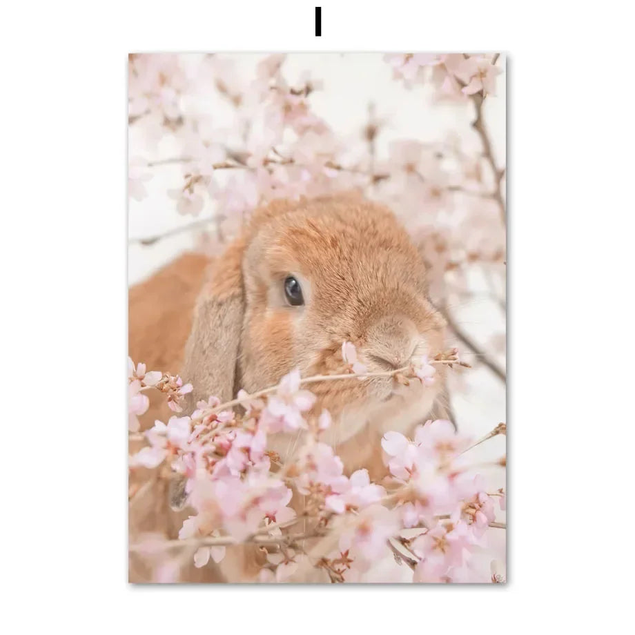 Pink Floral Nordic Canvas Wall Art Print | Cherry Blossom Décor