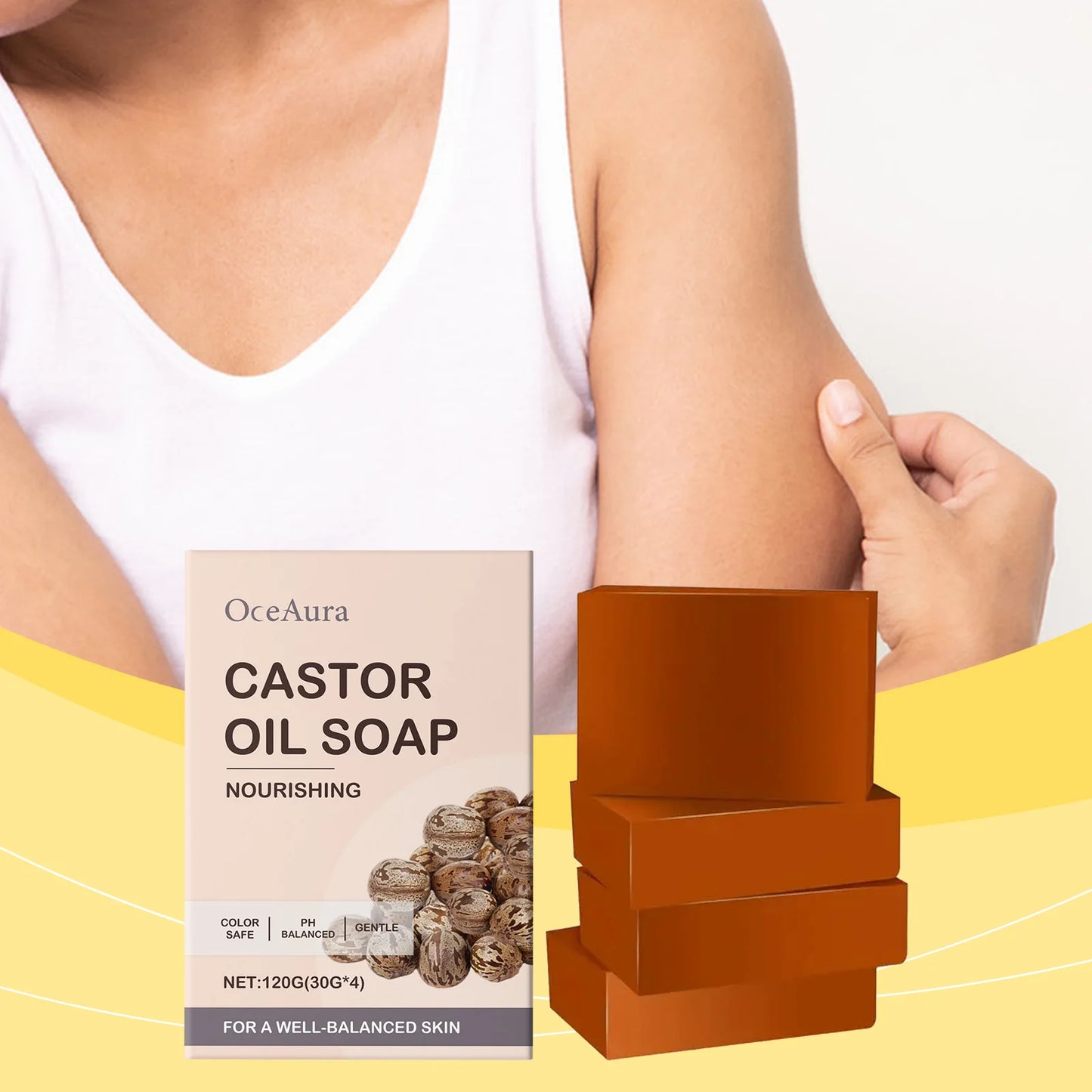 OceAura Castor Oil Shampoo Bar – 3-in-1 Natural Cleansing Bar