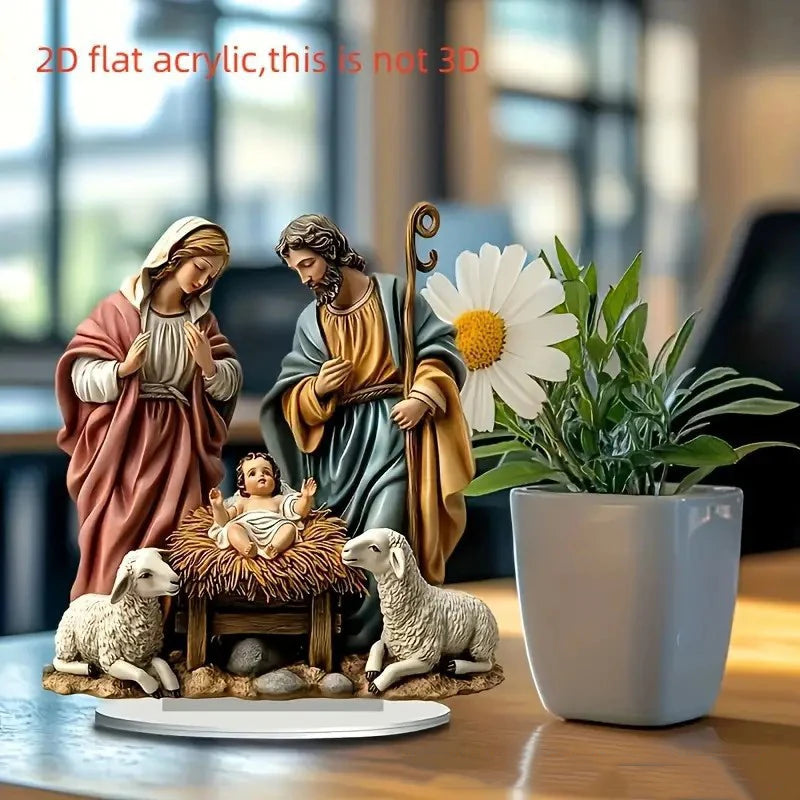 2D Acrylic Nativity Scene Centerpiece | Christmas Tabletop Decor