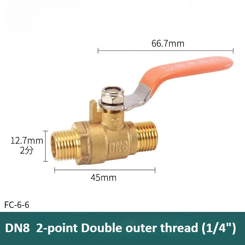 Brass Long Rod Ball Valve ⅛"–1" Threaded Pipe Adapter