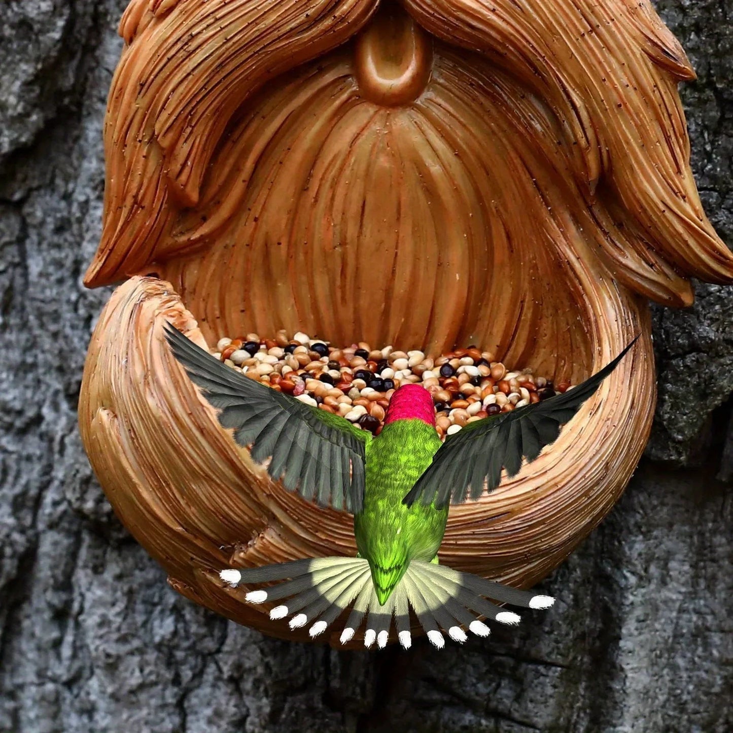 Tree Face Bird Feeder – Glow in Dark Old Man Garden Sculpture