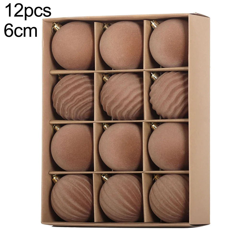 Flocked Christmas Ball Ornaments Set – 6cm & 8cm | Holiday Décor