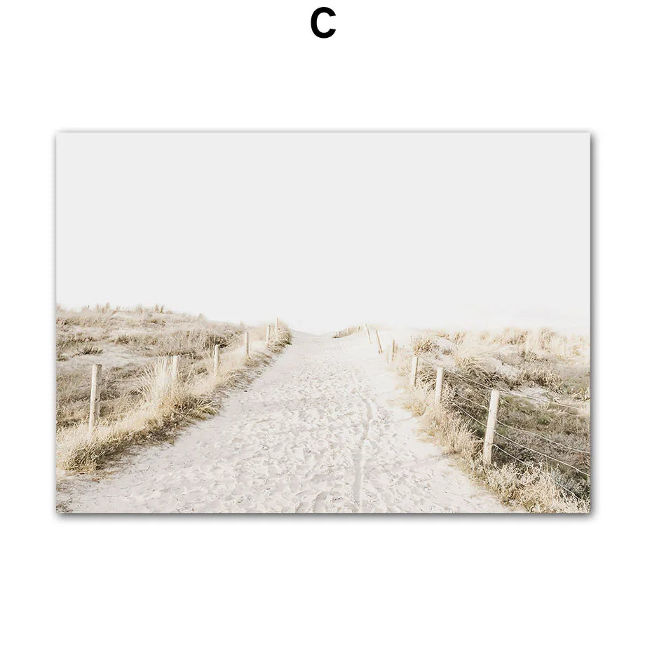 Summer Beach Canvas Wall Art | Surf Landscape Beige Poster Canvas Wall Art Peaceful Pleasures Health and Wellness T80480-03 50x70cm Unframed