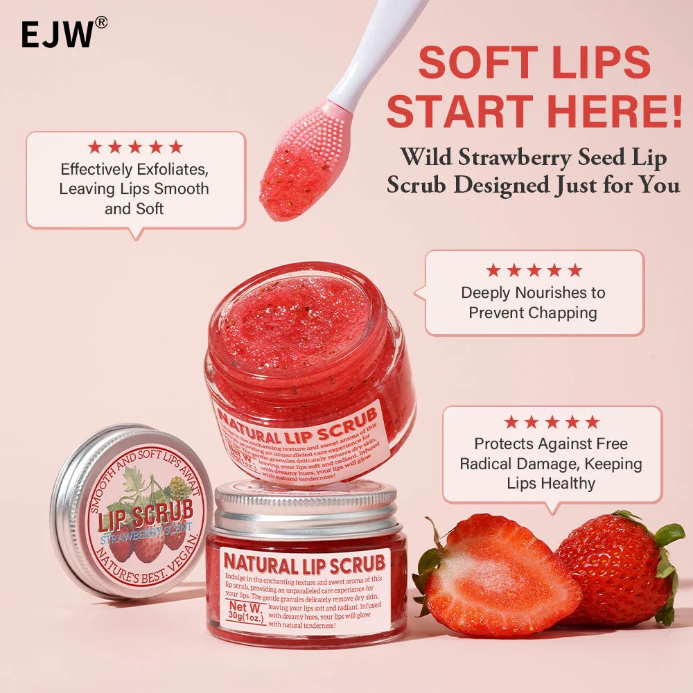 Strawberry Sugar Lip Scrub – Exfoliator & Moisturizer for Dry Lips