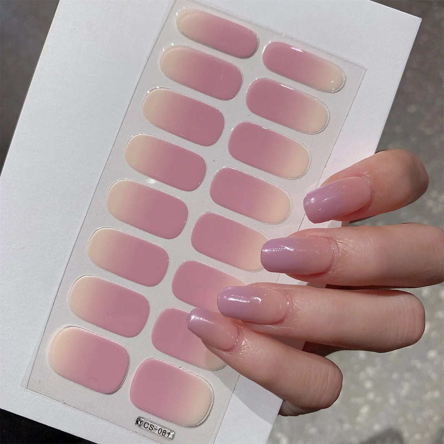 1 Sheet Semi Cured Wrap Gradient Nail Sticker Multi Color Solid Gel Full Cover Slider No Need UV Lamp Cured Fast Gel Nail Decal Peaceful Pleasures Health and Wellness Cs81
