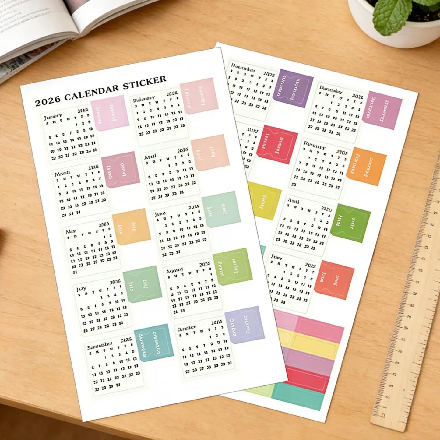 2026 Monthly Calendar Planner Stickers | Journal & Scrapbook