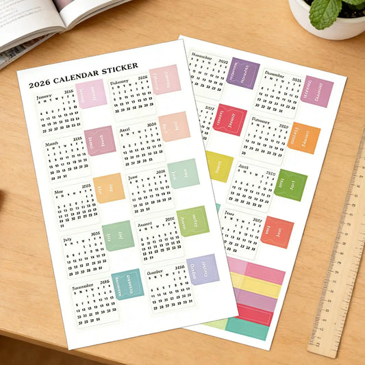 2026 Monthly Calendar Planner Stickers | Journal & Scrapbook Planner Sticker Set Oasis Select