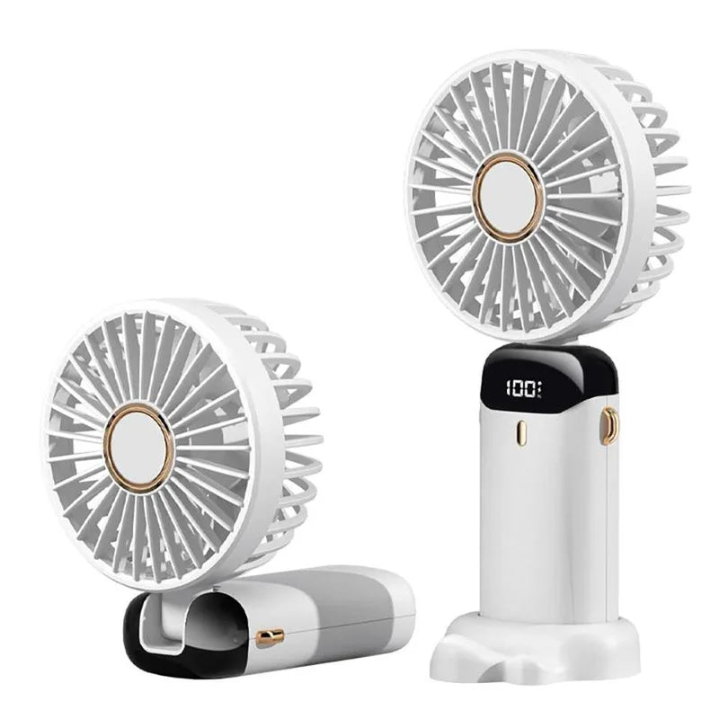 Powerful Fans Portable Electric Handheld Fan USB Rechargeable Hand-Held Hanging Small Fans for Home Travel Office Outdoor Peaceful Pleasures Health and Wellness WHITE