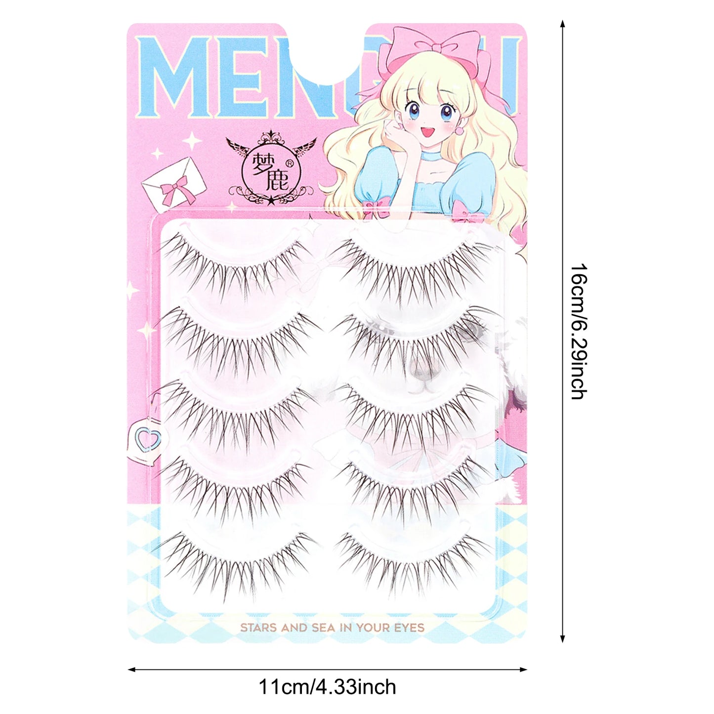 5 Pairs Wispy False Eyelashes | Korean Doll Eye Natural Lashes