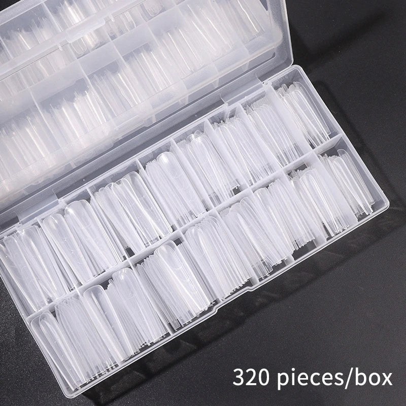 320pcs Sandwich Dual Nail Forms Extensions-Dual Forms Coffin Nail Molds Top Mold Bottom Mold Prolong Manicure Art Tools Peaceful Pleasures Health and Wellness