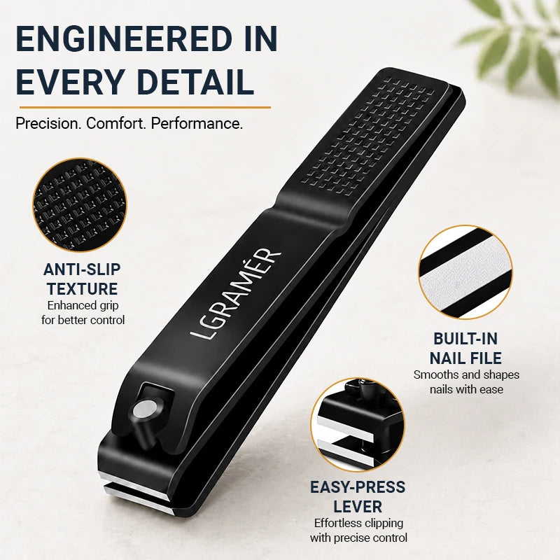 LGRAMER 2-Piece Black Stainless Steel Nail Clipper Set