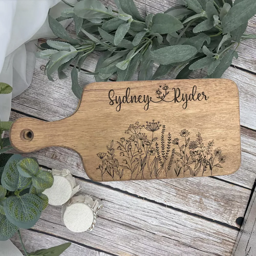 Custom Engraved Bamboo Cutting Board | Wedding Couples Gift Engraved Cutting Board Peaceful Pleasures Health and Wellness