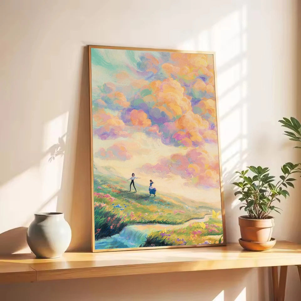 Retro Japanese Anime N-Neighbor Princess Castle Collection Cartoon Poster,Wall Art Printed,Canvas Painting Home Decor Gift Peaceful Pleasures Health and Wellness