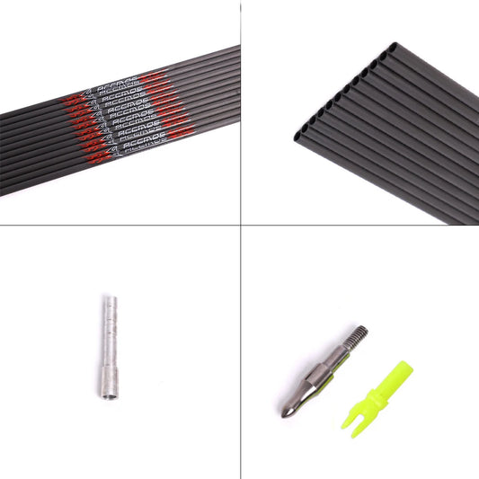 6 Pure Carbon Arrows ID5 Spine 300-800 DIY Archery Shafts Bow Hunting Peaceful Pleasures Health and Wellness 6pcs spine 350
