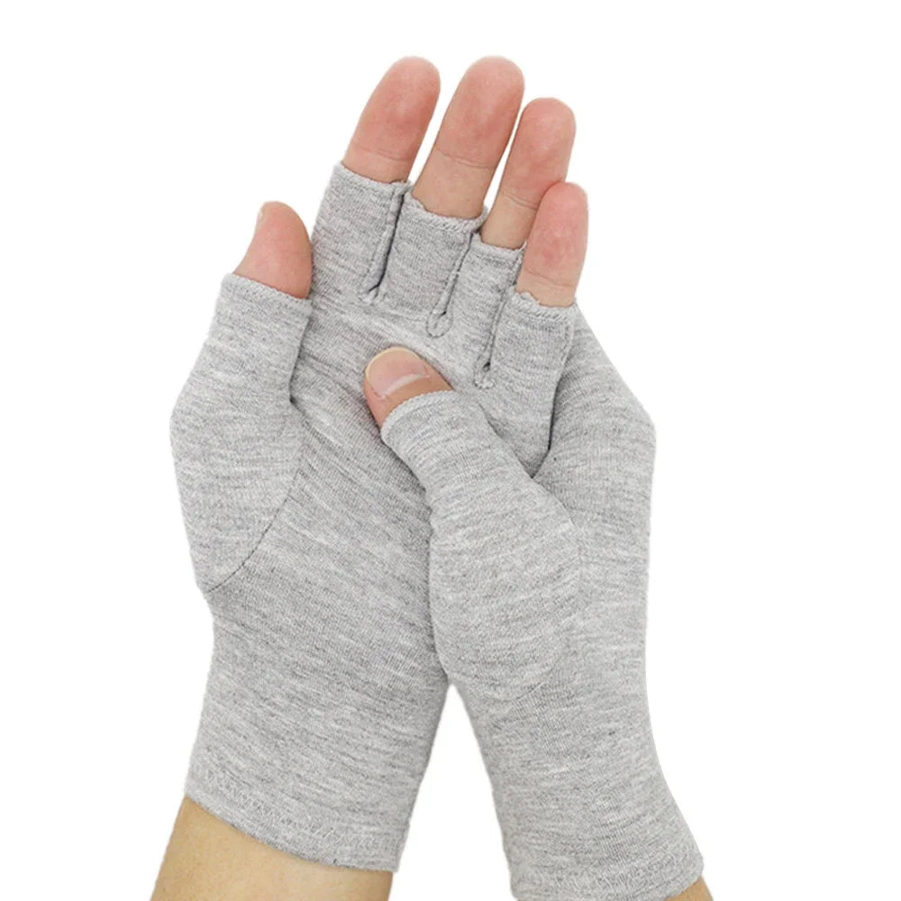 Compression Arthritis Bamboo Gloves – Fingerless Joint Pain Relief Compression Gloves Peaceful Pleasures Health and Wellness Gray-1Pair S