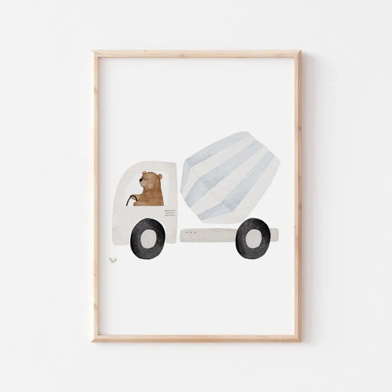 Cute Bear Cartoon Canvas Wall Art for Kids Nursery Room Decor
