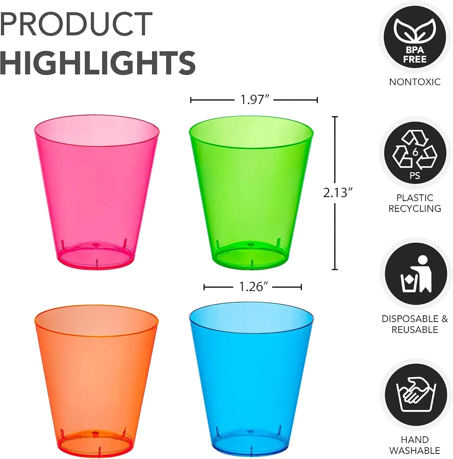 40PCS Shot Glass Set 2OZ Disposable Clear Hard Plastic Cups Jelly Cup for Party Supplies Wedding Birthday Stackable Glasses Peaceful Pleasures Health and Wellness