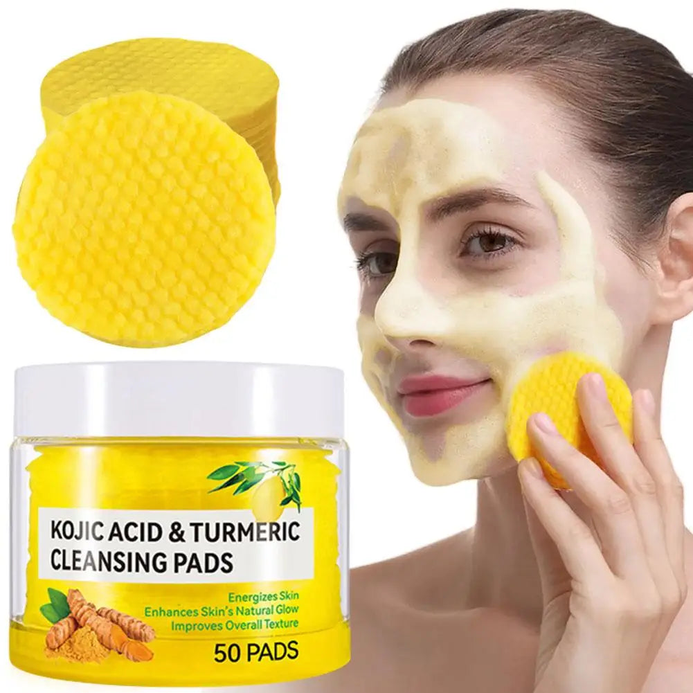 40/50pcs Turmeric Kojic Acid Cleansing Pads Exfoliating Pads Facial Sponges For Cleansing Exfoliating Daily Cleansing Skin Care Peaceful Pleasures Health and Wellness