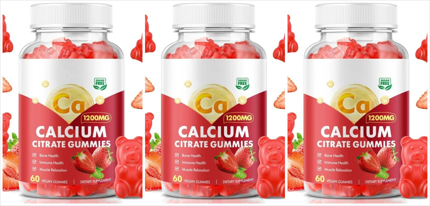 Calcium Citrate Gummies 1200mg Sugar Free – Strawberry 60ct