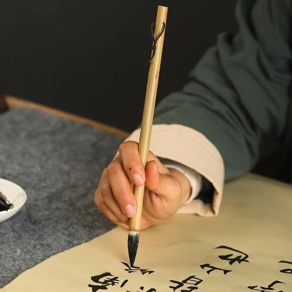 Traditional Chinese Calligraphy Brush Oil Painting Oil Watercolor Scriptures Writing Brush Wolf Hair Bamboo Art Paint Brush Peaceful Pleasures Health and Wellness