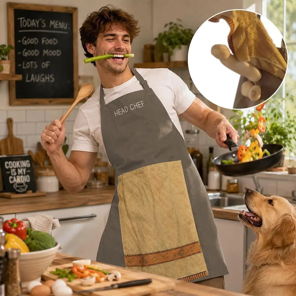 Funny Prank Chef Apron For Men BBQ Grilling Cooking Adjustable Cotton Men's Kitchen One Size Novelty Gift Father's Day Apron Peaceful Pleasures Health and Wellness