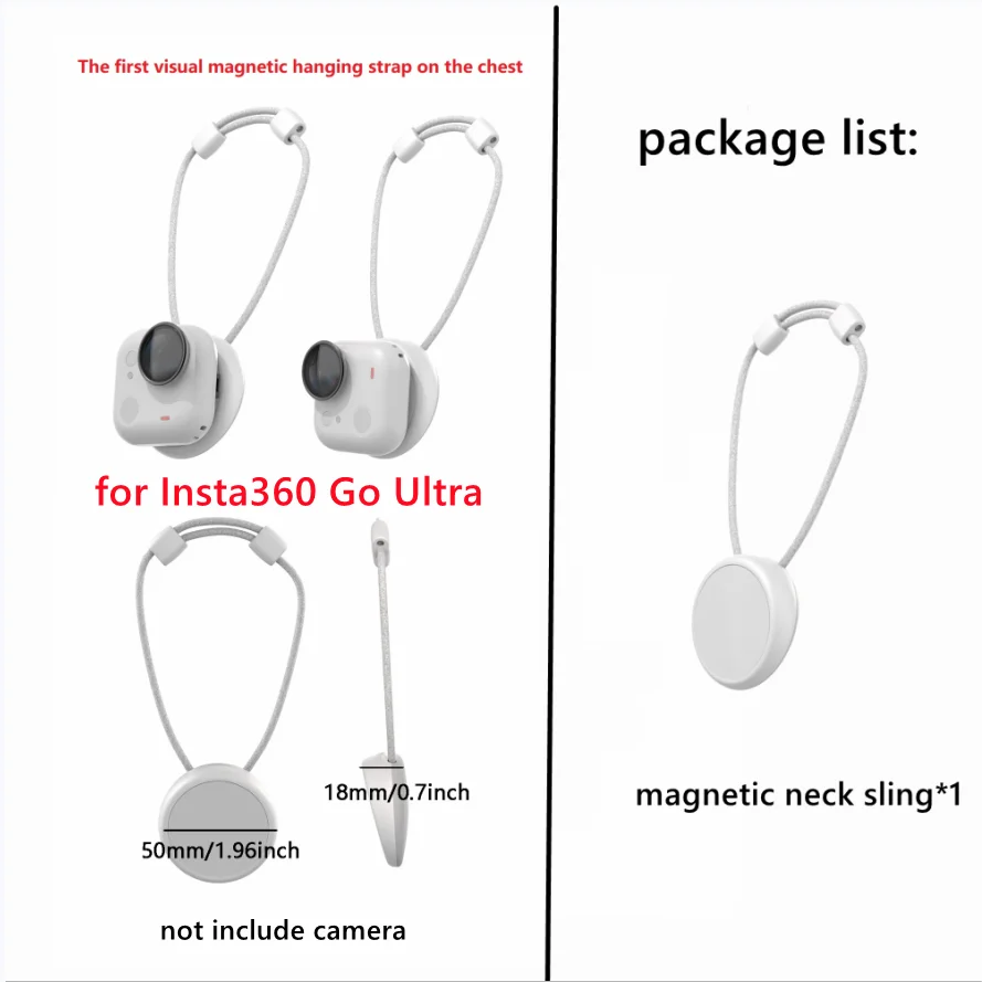 Magnetic Chest Neck Mount for Insta360 GO 3S/3/2 & DJI OSMO