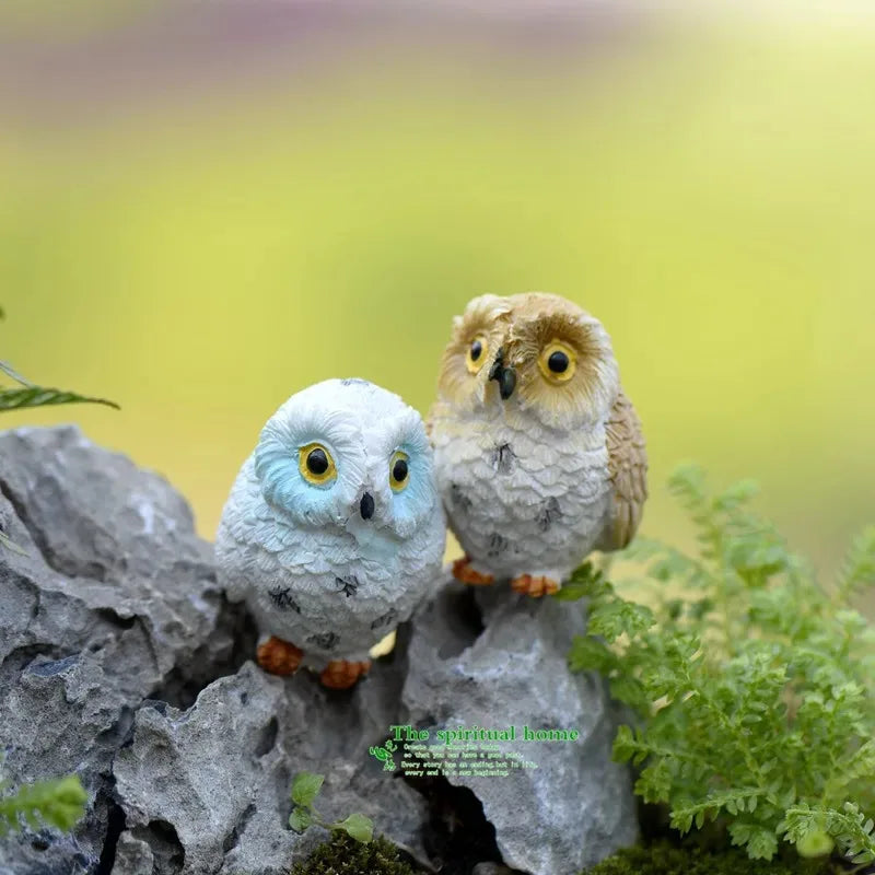 Miniature Owl Figurine for Moss Micro Landscape, Unique Resin Decorative Ornament Decorative Figurines Living Room Decoration Peaceful Pleasures Health and Wellness