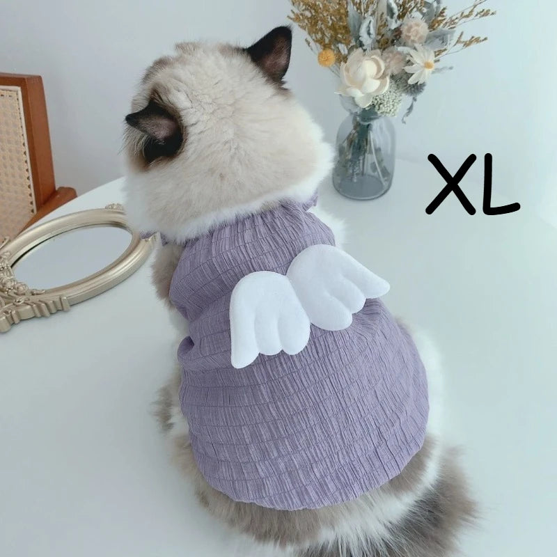 Cat Angel Wings Summer Shirt – Soft Breathable Pet Clothes