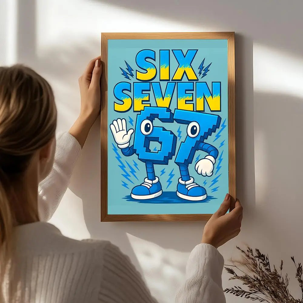Cool 67 six seven Poster HD Self Adhesive Waterproof Wall Art Ideal for Home Office Dorm Bedroom Great Gift Peaceful Pleasures Health and Wellness White2 50X70cmNoframe
