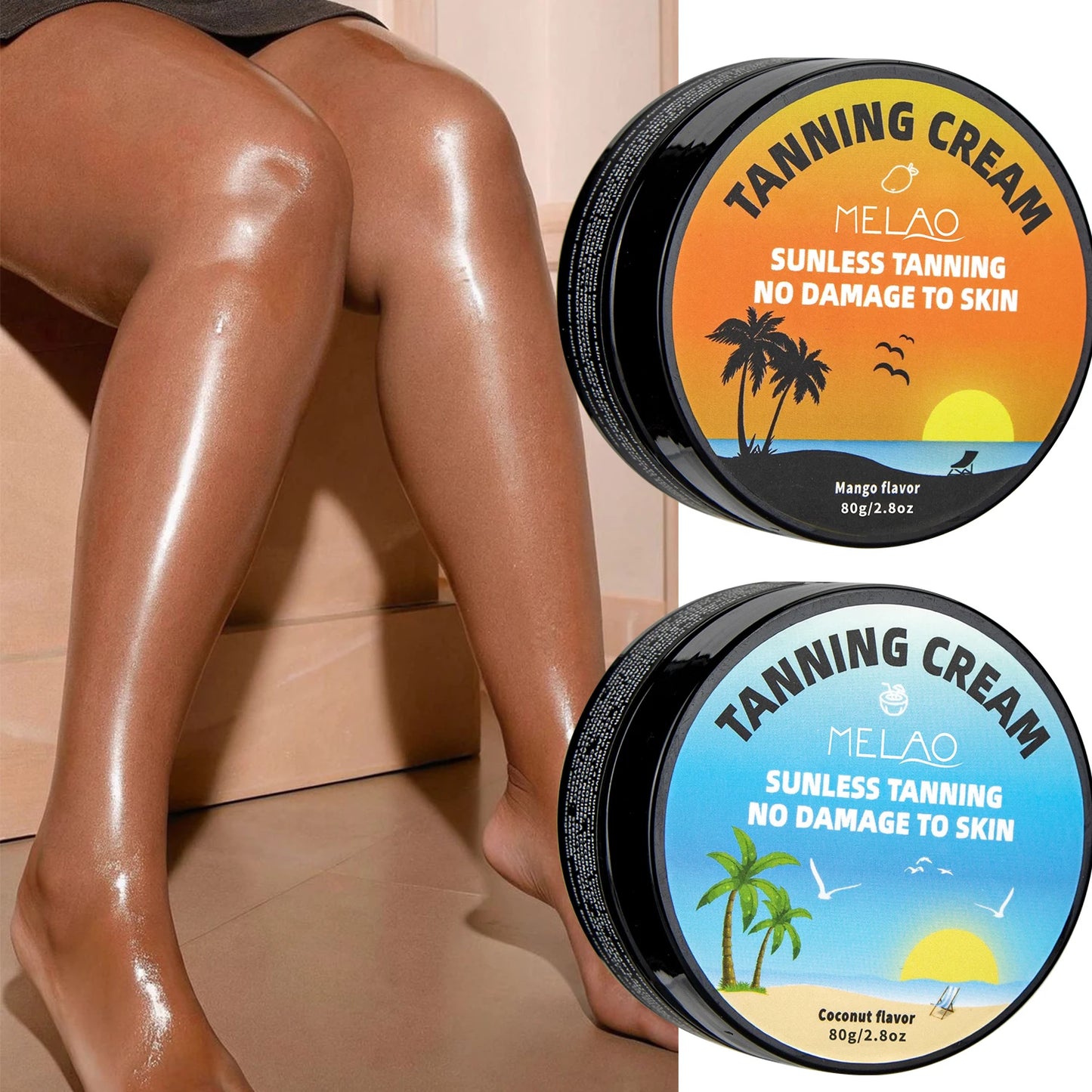 MELAO Sunless Self Tanning Cream – Men & Women, Coconut Oil