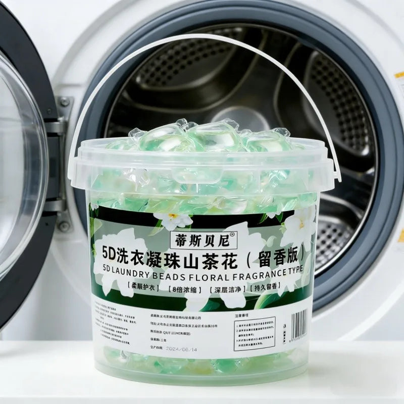 Camellia 5 in 1 Laundry Gel Bead Fragrance Bead Household Large Barrel 50 Piece Laundry Bead Instant Underwear Laundry Liquid Peaceful Pleasures Health and Wellness