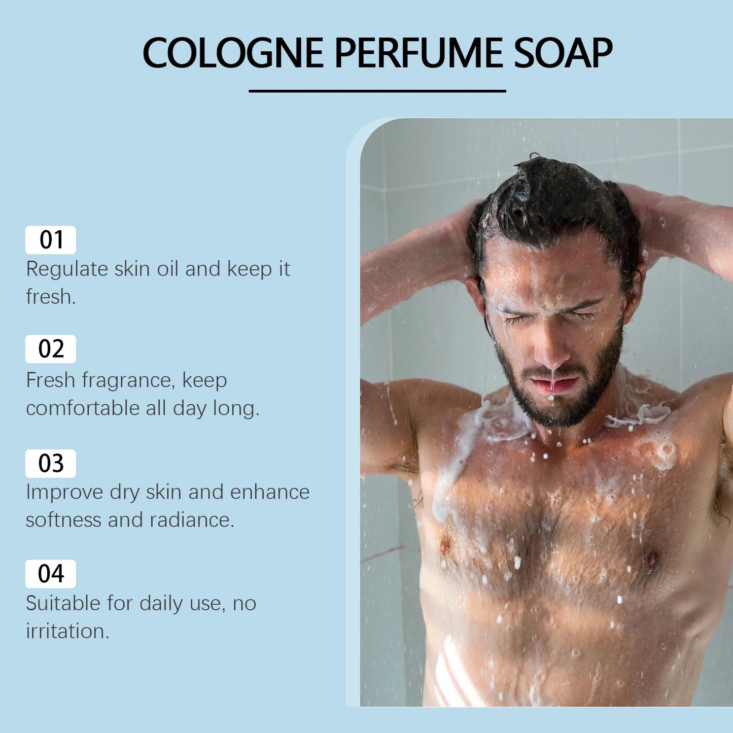 OceAura Men's Perfume Bath Soap Cool Refreshing Cleanse 70g