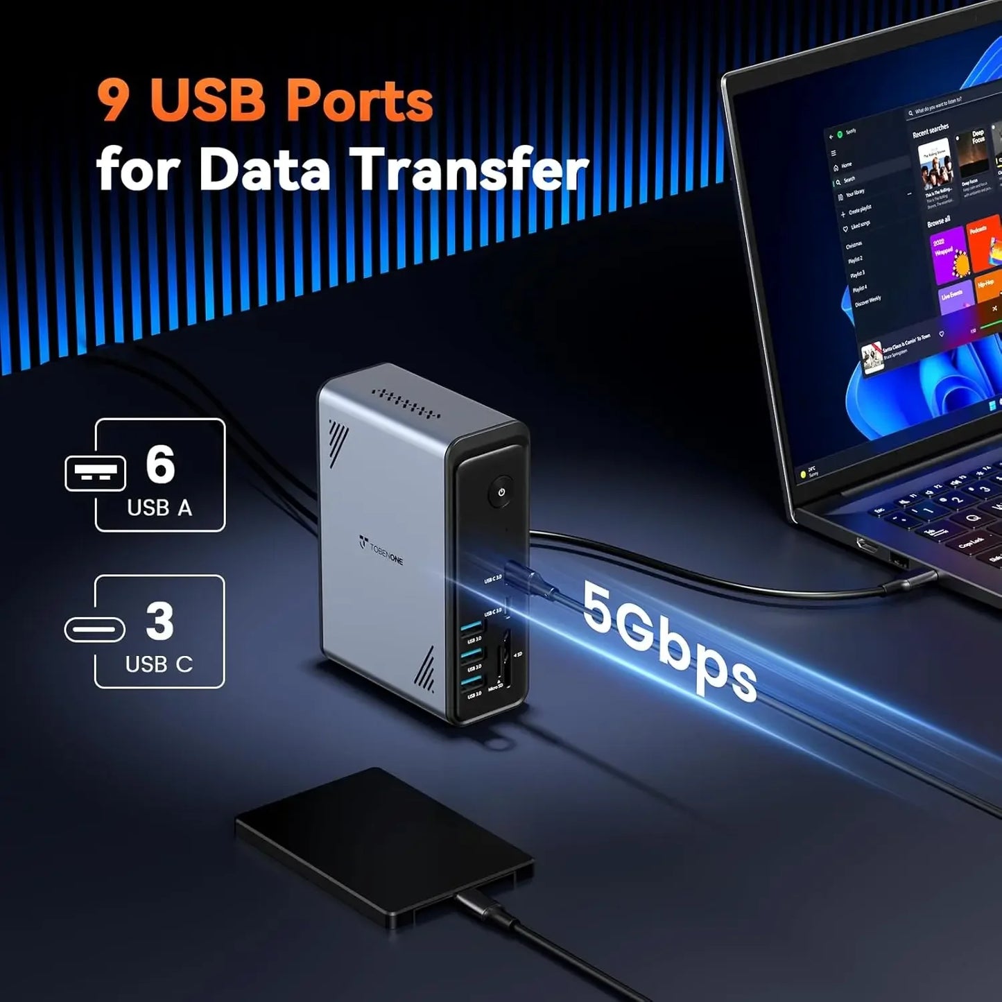 18-in-1 USB C Docking Station for Laptops, Triple 4K Display with 9 USB Ports, Gigabit Ethernet & PD3.0 Peaceful Pleasures Health and Wellness