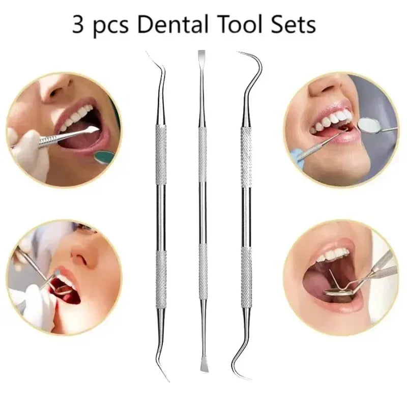 3-Piece Stainless Steel Dental Cleaning Kit | Mirror & Probe