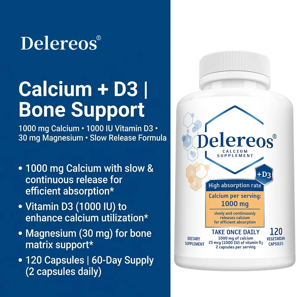 High Absorption 1000 Mg Calcium with 1000 IU Vitamin D, Magnesium, Bone Health Supplement for Adults Supplements Peaceful Pleasures Health and Wellness