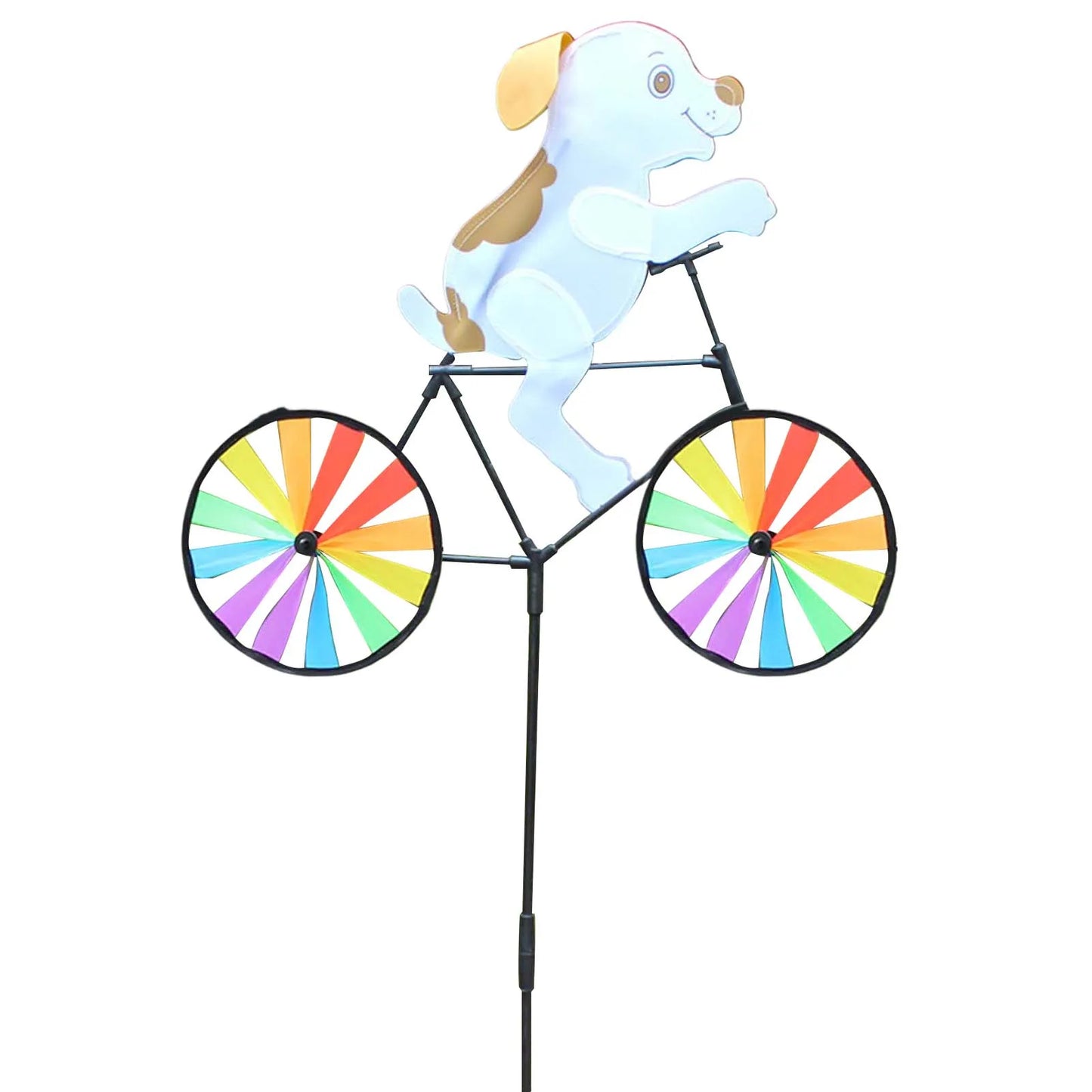 Cute 3D Animal on Bike Windmill Garden Lawn Yard Decor Wind Spinner for Holiday Garden Decoration Peaceful Pleasures Health and Wellness Dog