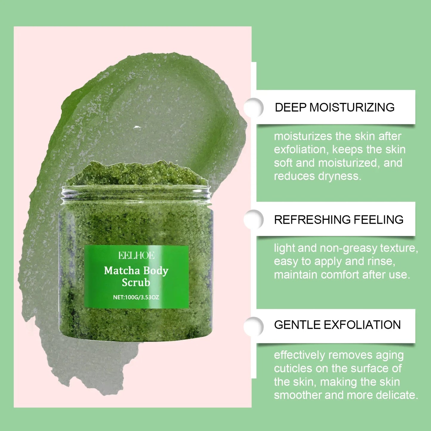 Eelhoe Matcha Sea Salt Body Scrub – Exfoliate & Hydrate