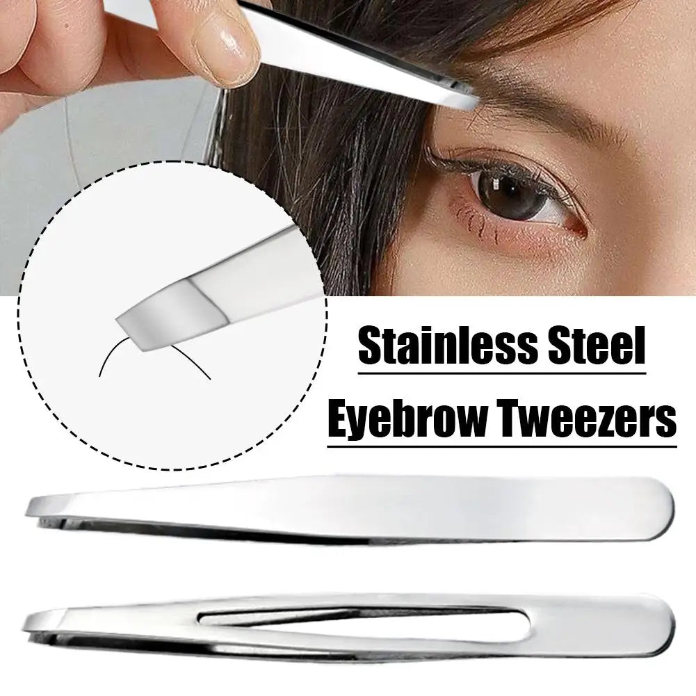 Stainless Steel Slant & Point Tweezers – Eyebrow & Ingrown Hair