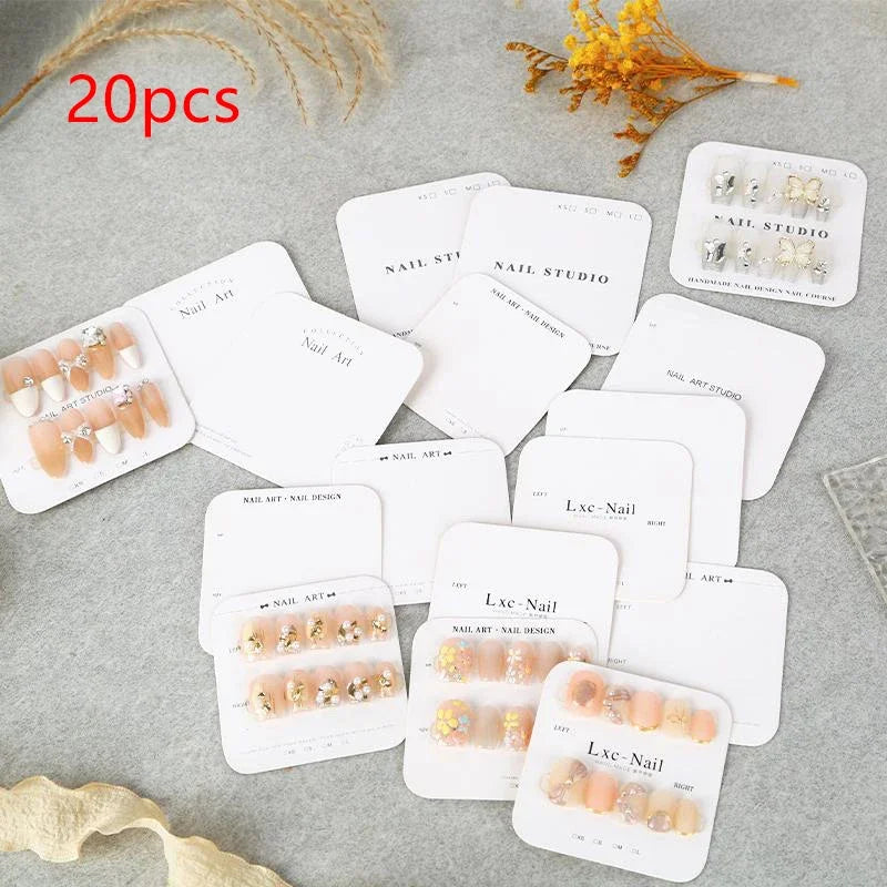 20 Sheets Nail Packaging Cards Press-On Nail Display Handmade False Nail Design Swatch Show Card Manicure Sample Display Salon Peaceful Pleasures Health and Wellness
