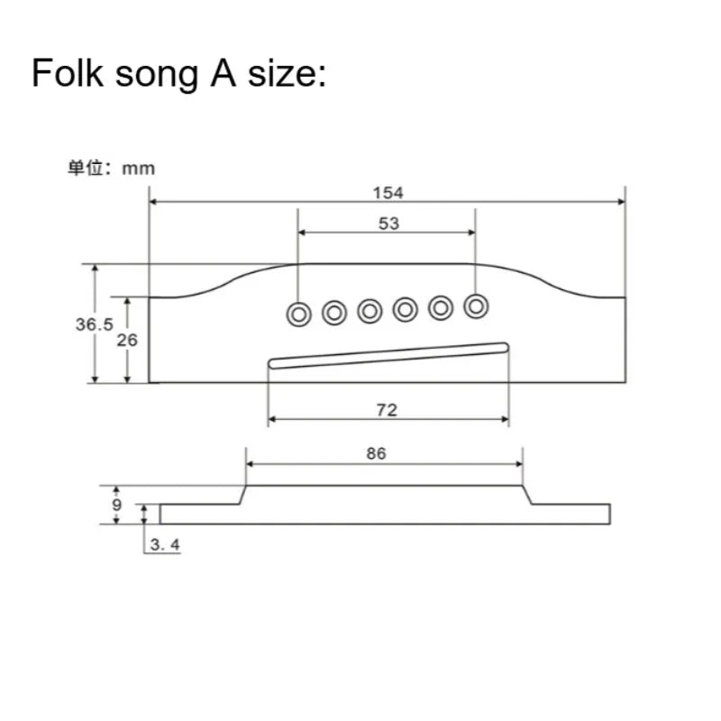 Acoustic Guitar Code Classical Bridge Under Horse Rose Wood