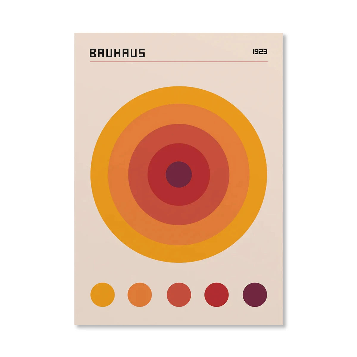 Abstract Orange Bauhaus Geometric Canvas Wall Art | Bicycle Print